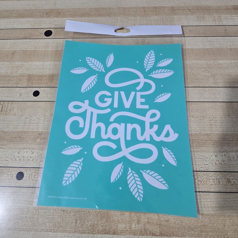 "Give Thanks" Chalk Couture Transfer Stencil Sz B RETIRED 8.5"x11" DIY Crafting